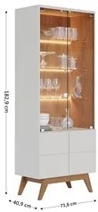 Cristaleira Portas de vidro Rebeca e Espelho Adnet 54cm C05 Off White/