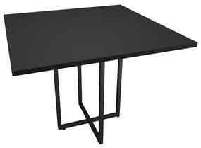 Kit 04 Cadeiras Clarice Preto e 01 Mesa de Jantar 04 Lugares Jade 90 cm Preto Base Metálica Industrial Preto - D'Rossi