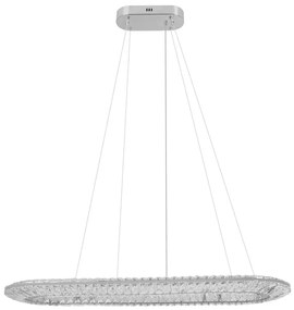 Pendente Led Oval Cristal K9 Metal Cromado 50w 3000k Glaces