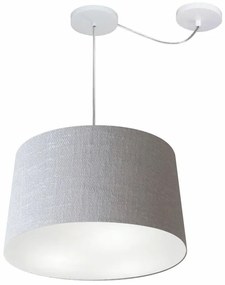 Lustre Pendente Cone Com Desvio Md-4281 Cúpula 30/40x45cm Rustico Cinza - Bivolt