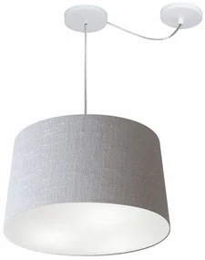 Lustre Pendente Cone Com Desvio Md-4281 Cúpula 30/40x45cm Rustico Cinza - Bivolt