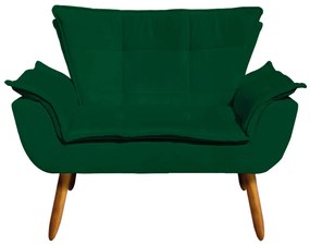 Sofá 2 Lugares Namoradeira Pé Palito Castanho Opala Suede Verde D03 - D'Rossi