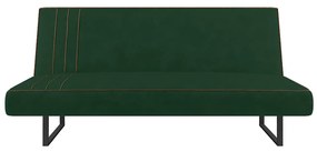 Sofá Cama Austrália 194 cm Encosto Reclinável Veludo Verde Militar Pés de Ferro Preto - D'Rossi