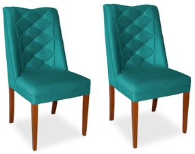 Kit 2 Cadeiras de Jantar Micheli Suede Azul Tiffany