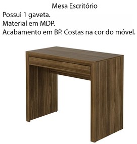 Mesa para Escritório Home Office ME4107 MDP Nogal G69 - Gran Belo