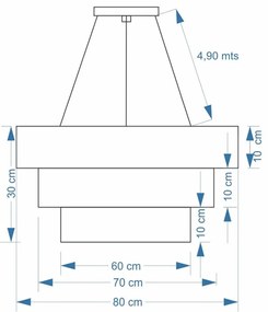 Pendente Triplo Quadrado Café e Bege MJ-4165 Para Mesa de Jantar e Estar