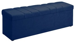 Calçadeira com Baú Londres 120 cm Suede Azul Marinho - D'Rossi