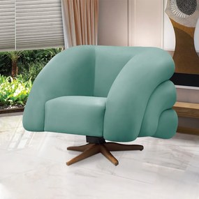 Poltrona Giratória Orgânica com Balanço kit 2 Tana Bouclê E03 - D'Rossi - Azul Turquesa