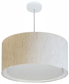 Lustre Pendente Cilíndrico Duplo Vivare Md-4296 Cúpula em Tecido 55x30cm - Bivolt