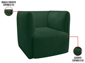 Poltrona Laguna Veludo Pés Plástico Preto - D'Rossi - Verde Militar