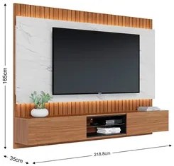 Painel Home Suspenso para TV 70 Pol. com LED 218cm Rios C05 Noce/Preto