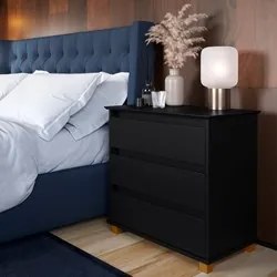 Cômoda para Quarto 3 Gavetas 68cm EJ Preto - EJ Móveis