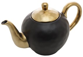 Bule Para Chá De Porcelana Preto E Dourado Dubai 1 Litro 17803 Wolff