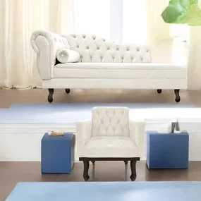Kit Diva Recamier Diana 160cm Lado Direito e 01 Poltrona Classic Corano - ADJ Decor