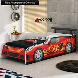 Cama Carro Infantil Sport Car M08 Branco/Preto/Vermelho - Mpozenato