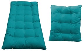 Kit Almofadas para Poltrona e Puff Costela Suede Azul Turquesa - ADJ Decor