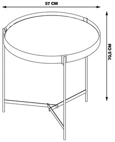 Mesa Lateral Nezuko 71cm Base Cobre Tampo Freijó G29 - Gran Belo