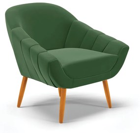 Poltrona Giovana Suede Verde Pés Palito Castanho - D'Rossi