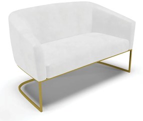 Sofá 2 Lugares Namoradeira Industrial Dourado Stella Sintético PU D03 - D'Rossi - Branco