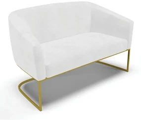 Sofá Namoradeira 2 Lugares Base Industrial Dourado Stella Corano D03 - D'Rossi - Branco