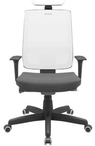 Cadeira Office Brizza Tela Branca Com Encosto Assento Poliester Cinza Autocompensador Base Standard 126cm - 63442 Sun House