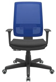 Cadeira Office Brizza Tela Azul Assento Aero Preto RelaxPlax Base Standard 120cm - 63872 Sun House
