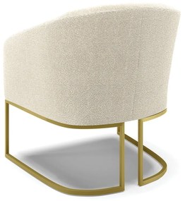 Poltrona Decorativa Base Industrial Dourado Stella Bouclê Bege D03 - D'Rossi