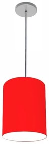 Luminária Pendente Vivare Free Lux Md-4102 Cúpula em Tecido - Vermelho - Canopla cinza e fio transparente