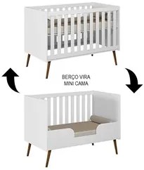 Berço Americano Mini Cama Retrô Aurora P14 Branco - Mpozenato