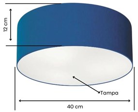 Plafon Cilíndrico Vivare Md-3005 Cúpula em Tecido 40x12cm - Bivolt