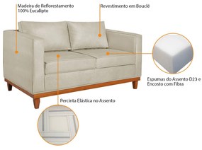 Sofa 3 Lugares Europa 180cm Estilo Conforto e Elegancia Bouclé - ADJ Decor