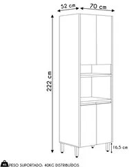 Paneleiro Torre Quente 70cm 4 Portas Da Vinci L06 Nature/Off White - M
