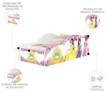Mini Cama Infantil 148x68cm Personagens Princesa Rosa Z53   - Mpozenat