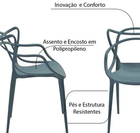 Kit 5 Cadeiras Decorativas Sala e Cozinha Feliti (PP) Verde Petróleo G56 - Gran Belo