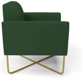 Poltrona Base X Industrial Dourado Marisa Veludo  D03 - D'Rossi - Verde