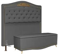 Cabeceira Cama Box Casal King 195cm Com Calçadeira Baú Imperial Veludo