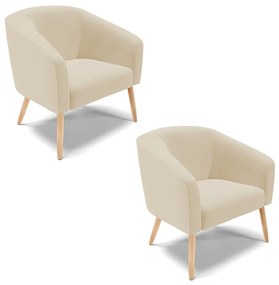 Poltrona Decorativa Pé Palito Natural Kit 2 Stella Linho Areia D03 - D'Rossi