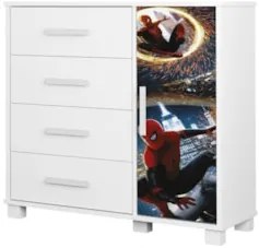 Cômoda Infantil Para Quarto 80cm 4 Gavetas Herói Aranha Z53 - Mpozenat