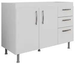 Balcão Gabinete Para Pia 120cm Nathan 2 Portas Branco - Nathy Móveis