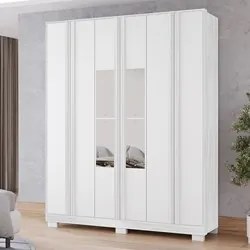 Guarda Roupa Casal 6 Portas 4 Espelhos Califórnia Carvalho Branco/Bran