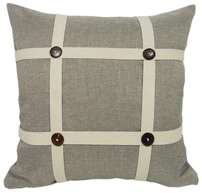 Capa de Almofada Roka em Linho em Tons de Bege e Marfim 44x44cm - ARK-0101 - Somente Capa
