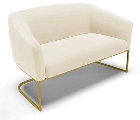 Sofá 2 Lugares Namoradeira Industrial Dourado Stella Veludo D03 - D'Rossi - Bege