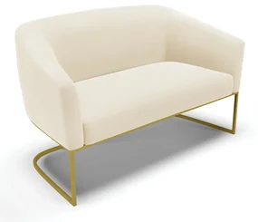 Sofá Namoradeira 2 Lugares Base Industrial Dourado Stella Veludo D03 - D'Rossi - Bege