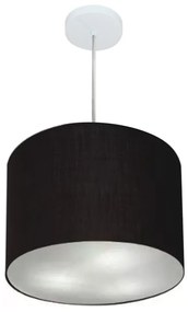 Lustre Pendente Cilíndrico Md-4216 Cúpula em Tecido 40x30cm Preto - Bivolt