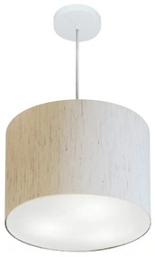 Lustre Pendente Cilíndrico Md-4216 Cúpula em Tecido 40x30cm Linho Bege - Bivolt