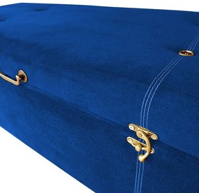 Calçadeira Baú Solteiro 90cm Caribe Pés Palito Suede Azul - Sheep Estofados - Azul