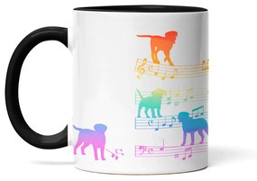 Caneca Cachorros Musicais Arco Iris Dog Lover Branca