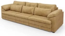 Sofá Retrátil 3 Lugares Para Sala 257cm Dijon Couro Bege S07 - Mpozena