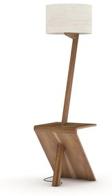 Luminária de Chão com Mesa de Apoio Heiress Cúpula em Tecido Estrutura Madeira Eucalipto e Laminado Design by Emerson Borges