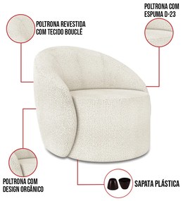 Poltrona Decorativa Orgânica Lua Bouclê Off White D03 - D'Rossi